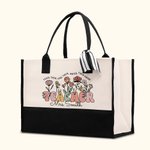 Sac en Toile Personnalisé avec Titre et Nom Style Fleurs Bohème Sac à Grande Capacité Cadeau Remerciement pour Enseignant