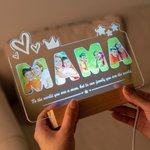 Veilleuse LED personnalisée avec base en bois et 7 modes d'éclairage Cadeau de fête des mères pour maman grand-mère