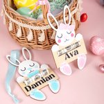 Gepersonaliseerd houten Bunny geld houder met naam paasmand label vakantie feest cadeau voor kinderen