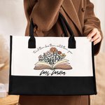 Sac en Toile Personnalisé avec Titre et Nom Style Fleurs Bohème Sac à Grande Capacité Cadeau Remerciement pour Enseignant