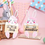 Gepersonaliseerd houten Bunny geld houder met naam paasmand label vakantie feest cadeau voor kinderen
