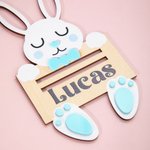 Gepersonaliseerd houten Bunny geld houder met naam paasmand label vakantie feest cadeau voor kinderen