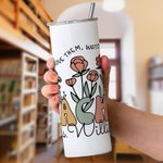 Personalised Spring Boho Wildflowers 20oz Name Skinny Tumbler with Straw and Brush Appreciation Gift for Teacher