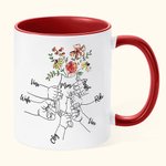 Tazza personalizzata 1-9 Holding Kid Hands Flower 11oz con nome Regalo di compleanno per la festa della mamma per nonna mamma