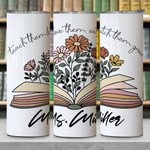 Personalised Spring Boho Wildflowers 20oz Name Skinny Tumbler with Straw and Brush Appreciation Gift for Teacher