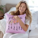 Personalized Birth Month Flower Pillow Cover with Name Garden Theme Home Decoration Mother's Day Family Gift for Mom Grandma