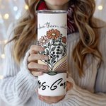 Personalised Spring Boho Wildflowers 20oz Name Skinny Tumbler with Straw and Brush Appreciation Gift for Teacher