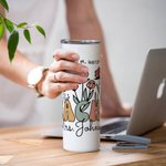 Personalised Spring Boho Wildflowers 20oz Name Skinny Tumbler with Straw and Brush Appreciation Gift for Teacher