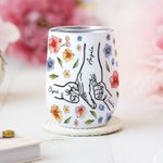 Personalisierte Mama und Kinder Hand In Hand Aquarell floralen 12oz Wein Becher mit Namen Muttertag Geschenk für Mama Oma
