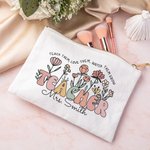 Personalised Teach Them Love Them Spring Boho Wildflowers Makeup Bag with Name Appreciation Gift for Teacher