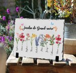 Décoration d'Ardoise Personnalisé avec Titre 1-2 Noms et Fleurs de Naissance Cadeau Anniversaire Fête pour Famille Maman Grand-mère