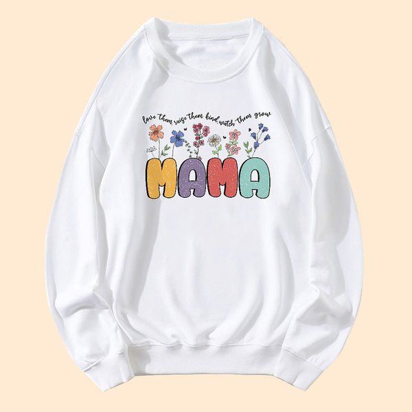 Sweatshirt fleur aquarelle personnalisé avec texte Fête des mères Cadeau d'anniversaire pour femme