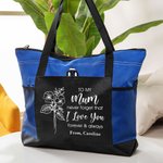 Gepersonaliseerde Ik Hou Van Je Geboorte Bloementas met Ritssluiting Grote Capaciteit Moederdagcadeau voor Mama Oma