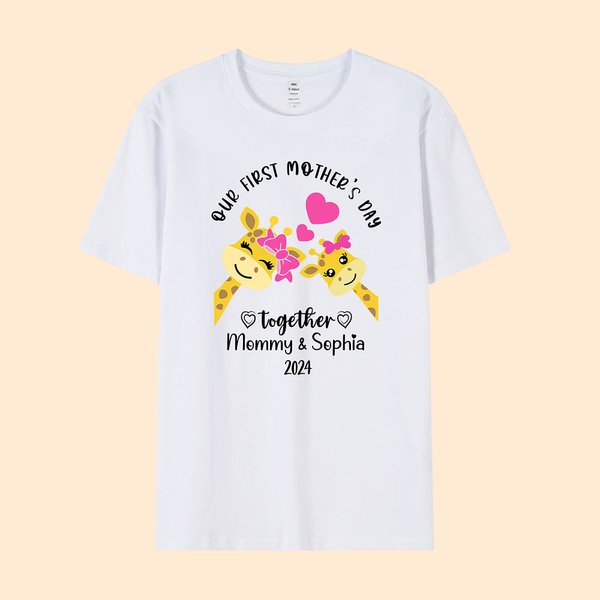 T-shirt personnalisé Notre première fête des mères ensemble Onesie bébé avec nom Girafe Elephant Ours Koala Cadeau pour nouvelle maman Bébé