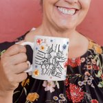 Taza de cerámica personalizada con el nombre de la flor de acuarela 1-9 Cogidos de la mano Día de la Madre Regalo de cumpleaños para mamá Abuela