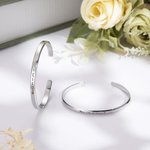Lot de 2 Bracelets Personnalisés avec Pierre de Naissance et Texte Gravé Cadeau Fête des Mères Anniversaire pour Mère Fille