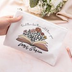 Personalised Teach Them Love Them Spring Boho Wildflowers Makeup Bag with Name Appreciation Gift for Teacher