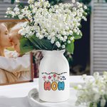 Personalized Watercolour Flower Ceramic Vase with Text Home Decoration Mother's Day Gift for Woman