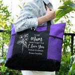 Gepersonaliseerde Ik Hou Van Je Geboorte Bloementas met Ritssluiting Grote Capaciteit Moederdagcadeau voor Mama Oma