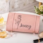 Fiore di nascita personalizzato Quattro in uno organizzatore di trucco appeso con nome Accessori da viaggio portatili Regalo per la festa della mamma per le donne