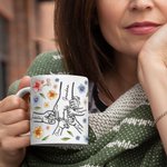 Taza de cerámica personalizada con el nombre de la flor de acuarela 1-9 Cogidos de la mano Día de la Madre Regalo de cumpleaños para mamá Abuela