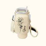 Personalizado Nacimiento Flor Nombre Impermeable Botella de Agua Bolsa de Transporte para 40oz Stanley Vaso con Correa y Bolsa Cumpleaños Aniversario 