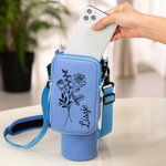 Personalizado Nacimiento Flor Nombre Impermeable Botella de Agua Bolsa de Transporte para 40oz Stanley Vaso con Correa y Bolsa Cumpleaños Aniversario 