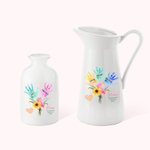 Personalized Multicolour 1-8 Handprint Bouquet Ceramic Vase with Names Mother's Day Birthday Gift for Mom