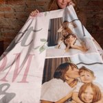 Personalized Best Mom Ever 5 Photos Collage Cozy Soft Blanket with Text Birthday Mother's Day Gift for Mother Grandmother
