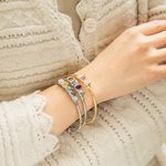 Personnalisé 1-5 cristal brut Birthstones Bracelet ajustable pour la famille Cadeau de fête des mères et d'anniversaire pour les femmes