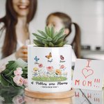 Personalized Grandma's Garden Butterfly Ceramic Plant Pot with Names Mother's Day Housewarming Gifts for Grandma Mom