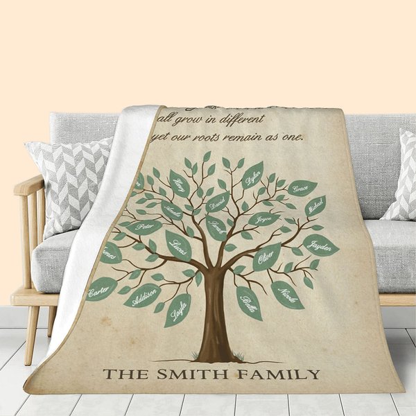 Couverture polaire personnalisée avec 2-20 noms Cadeau de fête des mères pour maman grand-mère