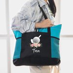 Gepersonaliseerde Golfbal Tee en Club Bloemen Gras Patroon Tas met Ritssluiting en Naam Grote Capaciteit Sport Cadeau voor Golfliefhebber