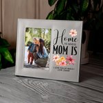 Personalised Home Is Where Mom Is Birth Flower Leather Photo Frame with Folding Stand and Hanger Birthday Mother's Day Gift for Her