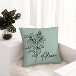 Personalised Multicolour Birth Flower Pillow Cover with Name Mother's Day Birthday Gift for Woman