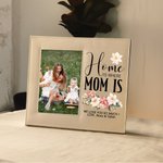 Personalised Home Is Where Mom Is Birth Flower Leather Photo Frame with Folding Stand and Hanger Birthday Mother's Day Gift for Her