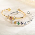 Personnalisé 1-5 cristal brut Birthstones Bracelet ajustable pour la famille Cadeau de fête des mères et d'anniversaire pour les femmes