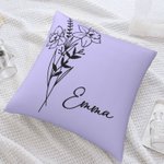 Personalised Multicolour Birth Flower Pillow Cover with Name Mother's Day Birthday Gift for Woman
