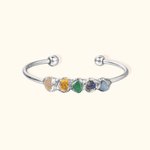 Personnalisé 1-5 cristal brut Birthstones Bracelet ajustable pour la famille Cadeau de fête des mères et d'anniversaire pour les femmes