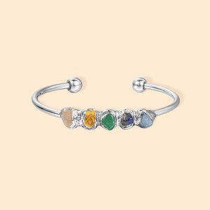 Personnalisé 1-5 cristal brut Birthstones Bracelet ajustable pour la famille Cadeau de fête des mères et d'anniversaire pour les femmes