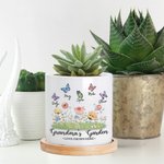 Personalized Grandma's Garden Butterfly Ceramic Plant Pot with Names Mother's Day Housewarming Gifts for Grandma Mom