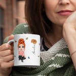 Personalizzato carino Cartoon donne ragazza nascita fiore bianco Cremic Mug 11 oz 15 oz regalo per la festa della mamma per lei