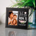 Personalised Home Is Where Mom Is Birth Flower Leather Photo Frame with Folding Stand and Hanger Birthday Mother's Day Gift for Her