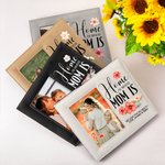 Personalised Home Is Where Mom Is Birth Flower Leather Photo Frame with Folding Stand and Hanger Birthday Mother's Day Gift for Her