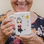 Personalizzato carino Cartoon donne ragazza nascita fiore bianco Cremic Mug 11 oz 15 oz regalo per la festa della mamma per lei