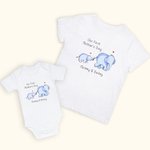 T-shirt personnalisé Notre première fête des mères avec éléphant pour bébé et maman avec noms Cadeau pour bébé nouvelle maman