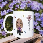 Personalizzato carino Cartoon donne ragazza nascita fiore bianco Cremic Mug 11 oz 15 oz regalo per la festa della mamma per lei