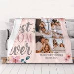 Personalized Best Mom Ever 5 Photos Collage Cozy Soft Blanket with Text Birthday Mother's Day Gift for Mother Grandmother