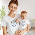 T-shirt personnalisé Notre première fête des mères avec fleurs en forme de coeur Onesie pour bébé avec nom Cadeau pour nouvelle maman bébé