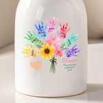 Personalized Multicolour 1-8 Handprint Bouquet Ceramic Vase with Names Mother's Day Birthday Gift for Mom